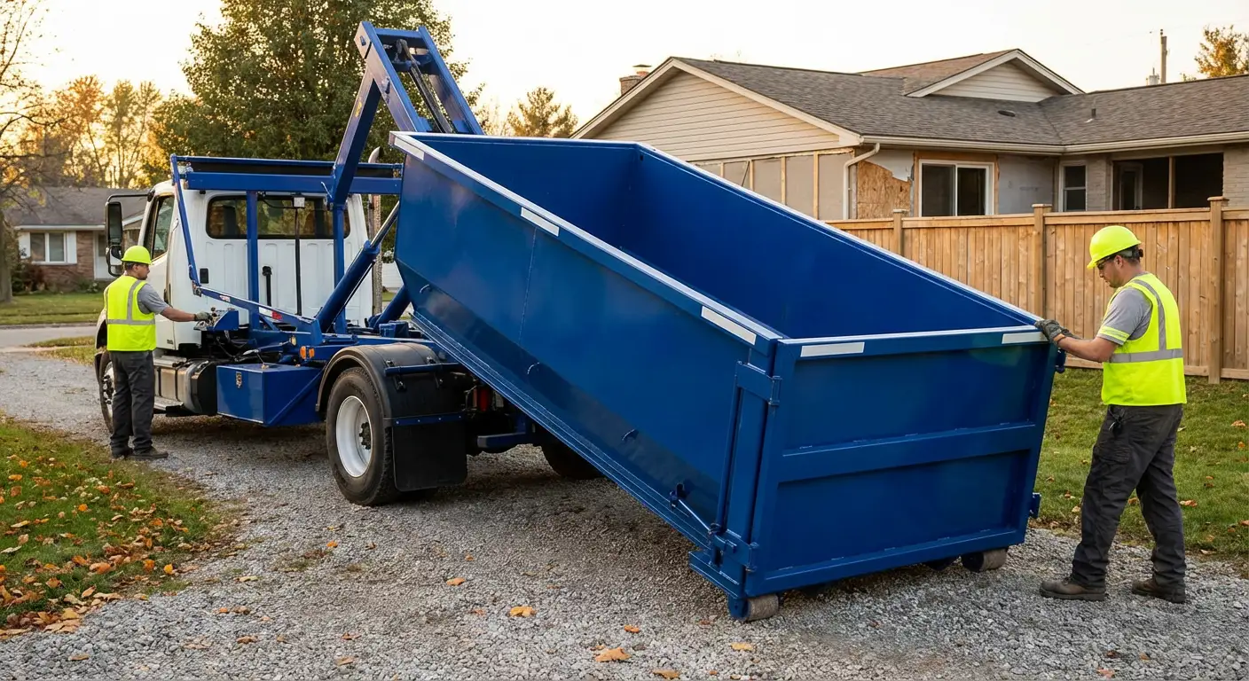 Roll-off dumpster rental delivery truck in Belton, TX